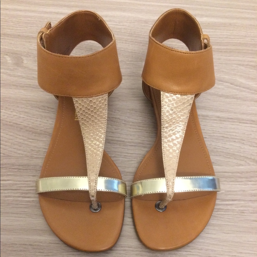 NEW Enzo Angiolini camel brown & gold sandals